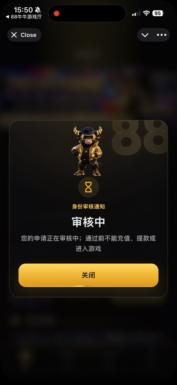 实名认证审核中的提示弹窗